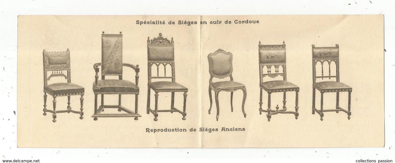 Carte De Visite ,4pages , Manufacture De Siéges Cuirs ,E. Blum & A. Hess , Paris , Exposition Universelle 1900 - Visitekaartjes