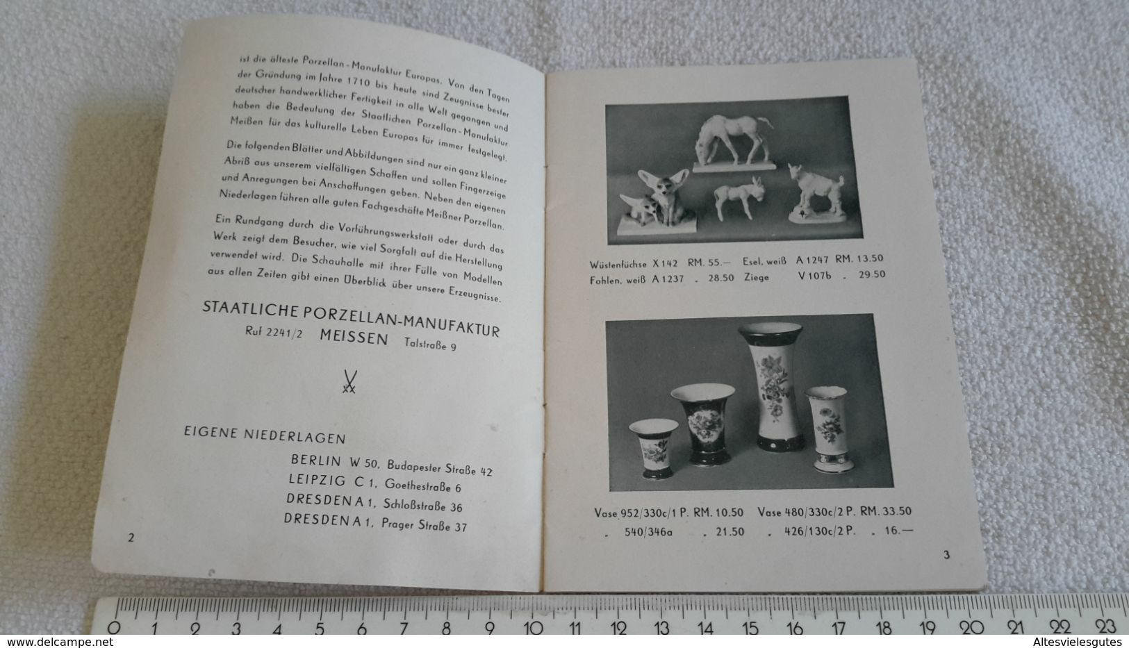 Rare Heftchen Meissen Die Staatliche Porzellan - Manufaktur Preise In Reichs Mark - Catálogos