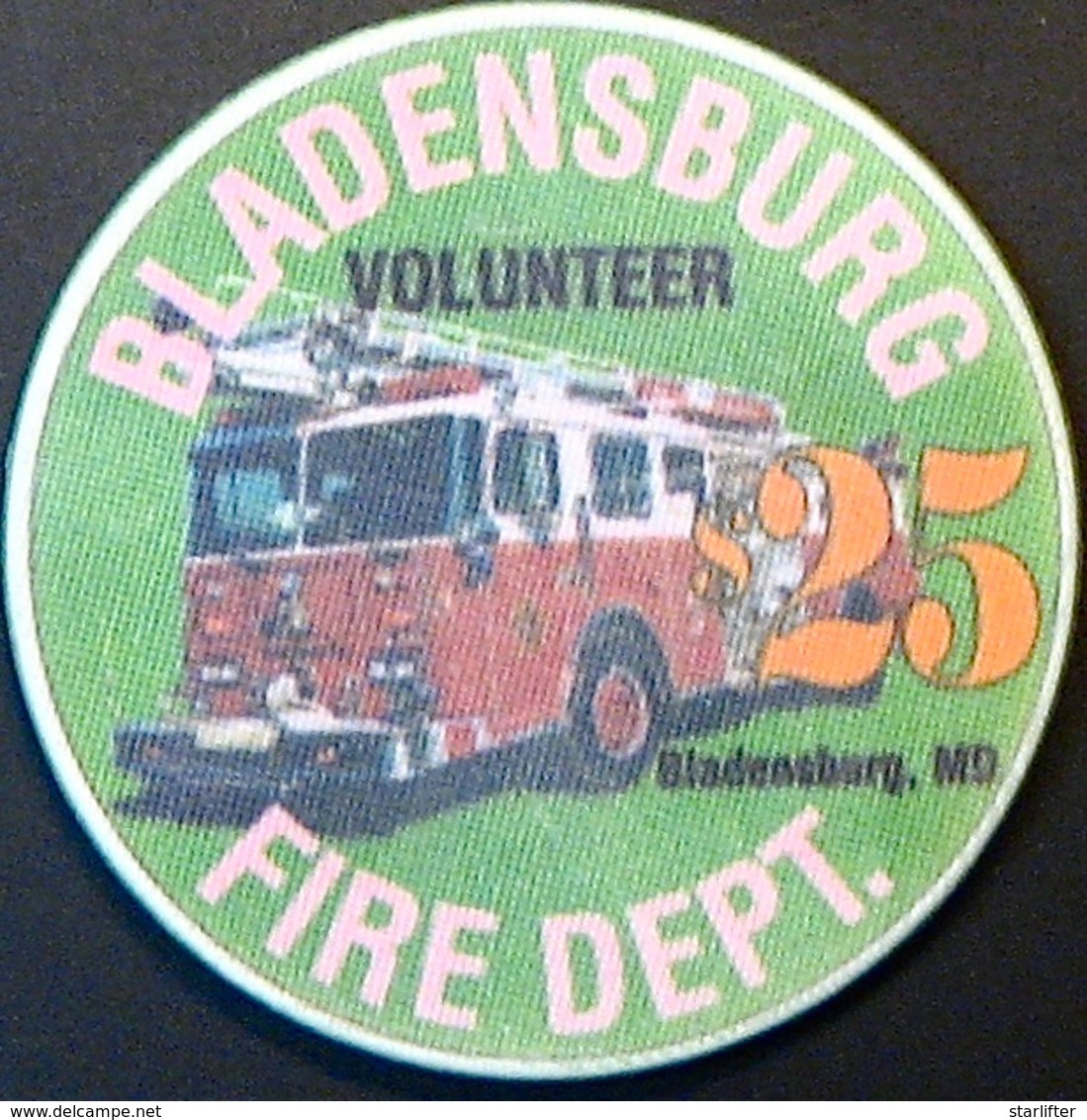 $25 Casino Chip. Bladensburg Fire Dept, Bladensburg, MD. N64. - Casino