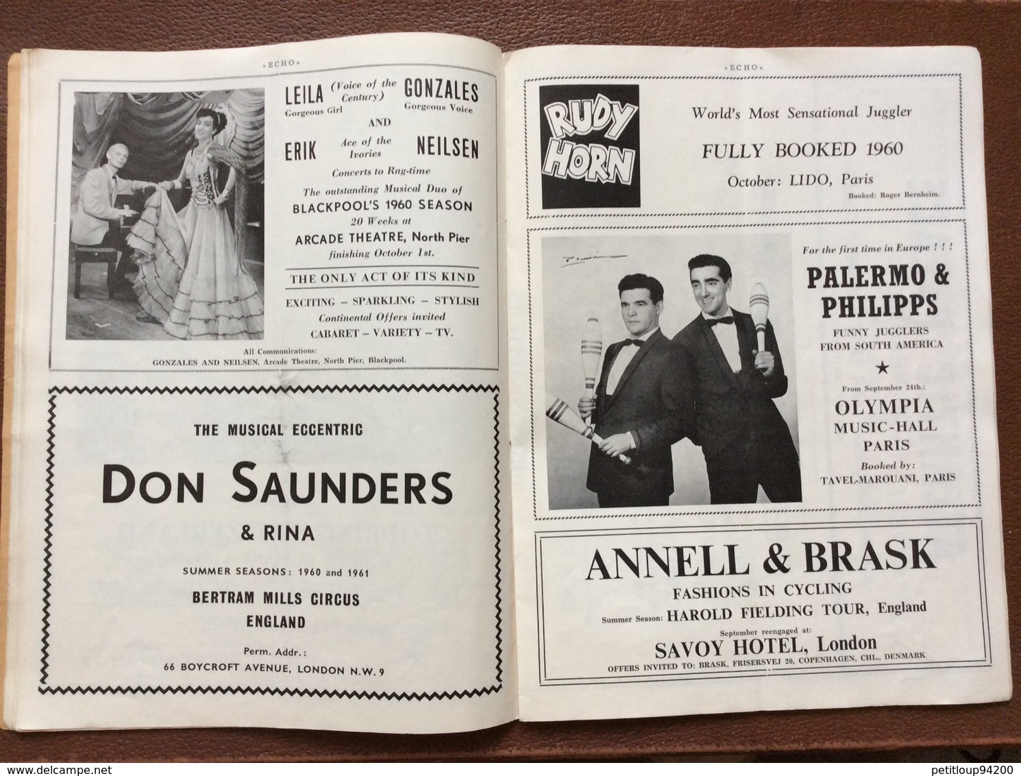 CIRQUE  ÉCHO LTD.  Professional Circus And Variety Journal  No 224  OCTOBER 1960  Les Tonelys  COPENHAGEN  Danmark