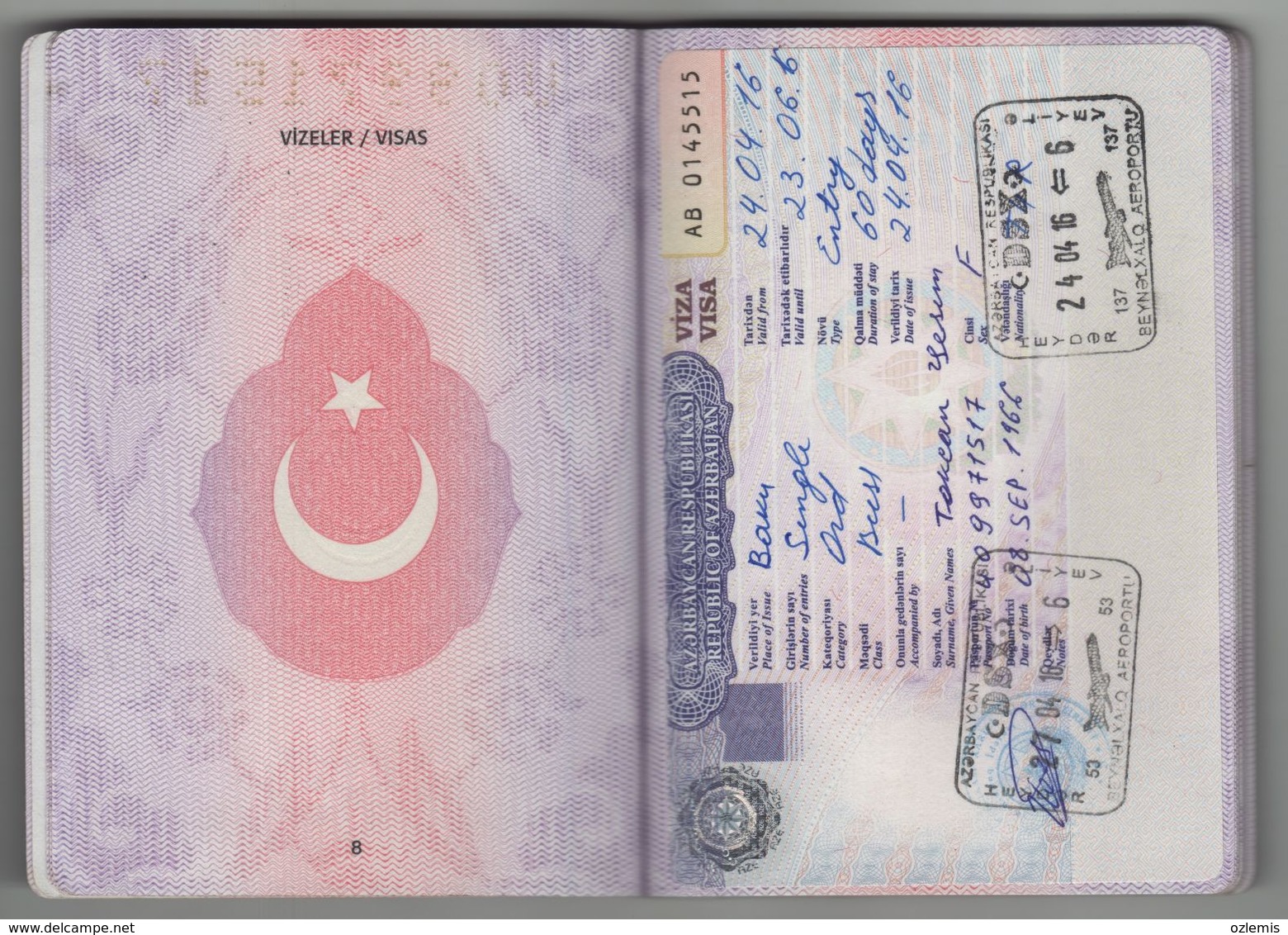 2004 BIOMETRIC  PASSPORT ,PASSEPORT ,AZERBAIJAN VISA USED 60 PAGES - Altri & Non Classificati