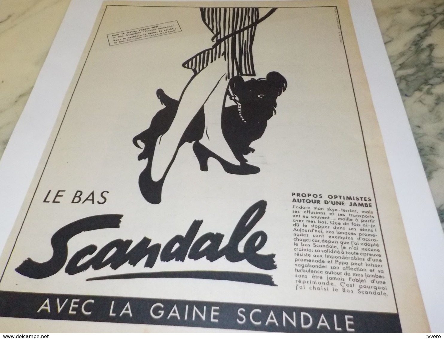 ANCIENNE  PUBLICITE LE BAS  SCANDALE  1952 - Other & Unclassified