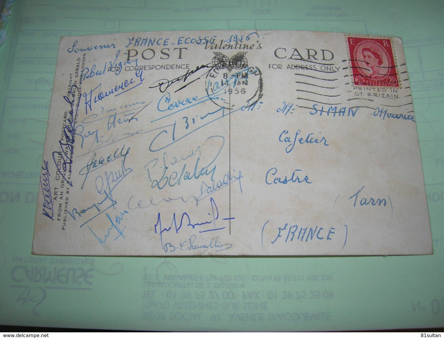 Cpsm Match De Rugby Ecosse France 1956 Avec Les Signatures De Toute L Equipe 20 Autographe !!! SUPERBE !!! - Rugby