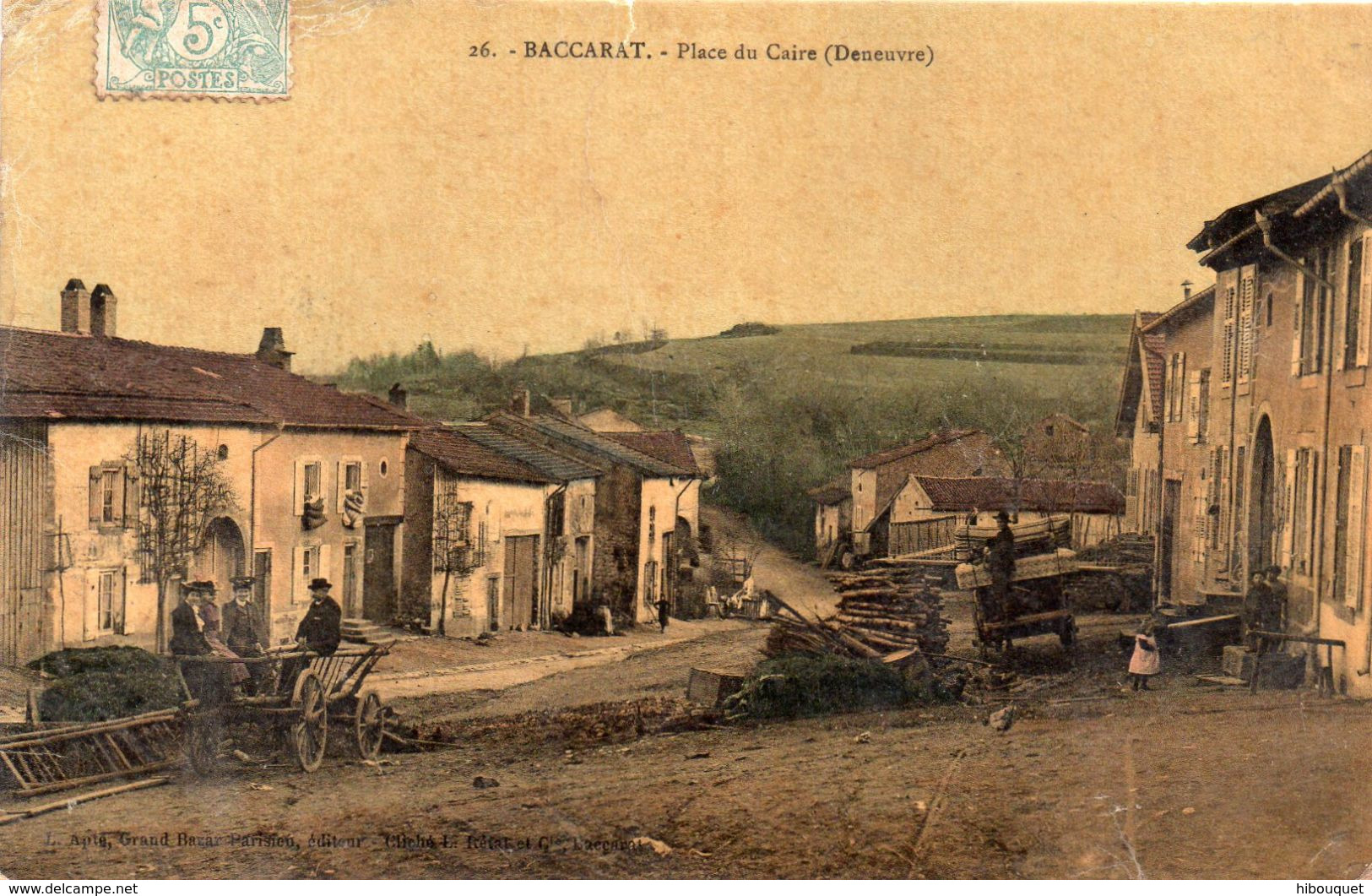 CPA, Baccarat, Place Du Caire (Deneuvre), Animée, Colorisée - Baccarat