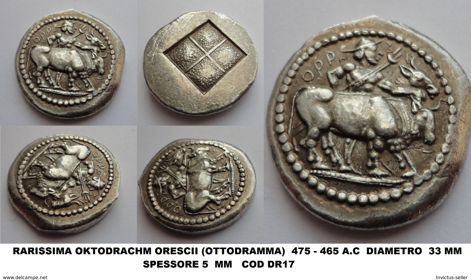 MONETA GRECIA GRECE GREECE COIN OKTODRACHM ORESCII OTTODRAMM 475-465 A.D   COD DR17 - Andere - Amerika