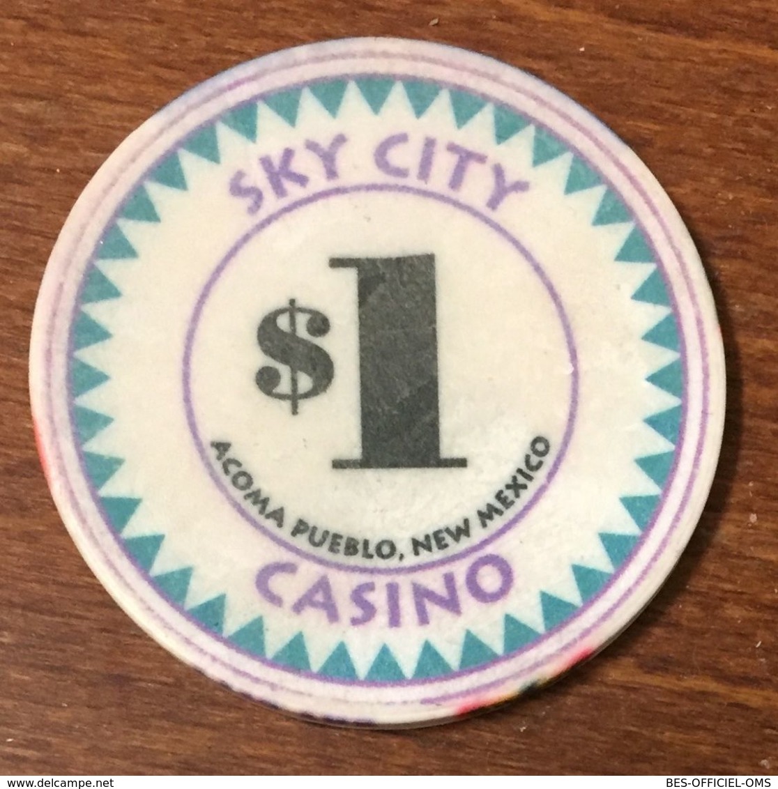 ÉTATS-UNIS USA NEW MEXICO ACOMA PUEBLO SKY CITY CASINO CHIP $ 1 JETON TOKENS COINS GAMING - Casino