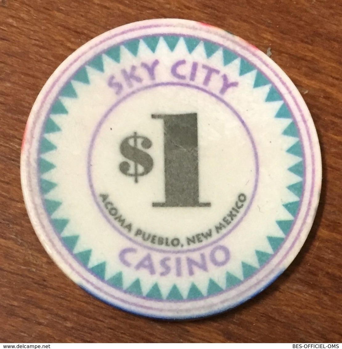 ÉTATS-UNIS USA NEW MEXICO ACOMA PUEBLO SKY CITY CASINO CHIP $ 1 JETON TOKENS COINS GAMING - Casino