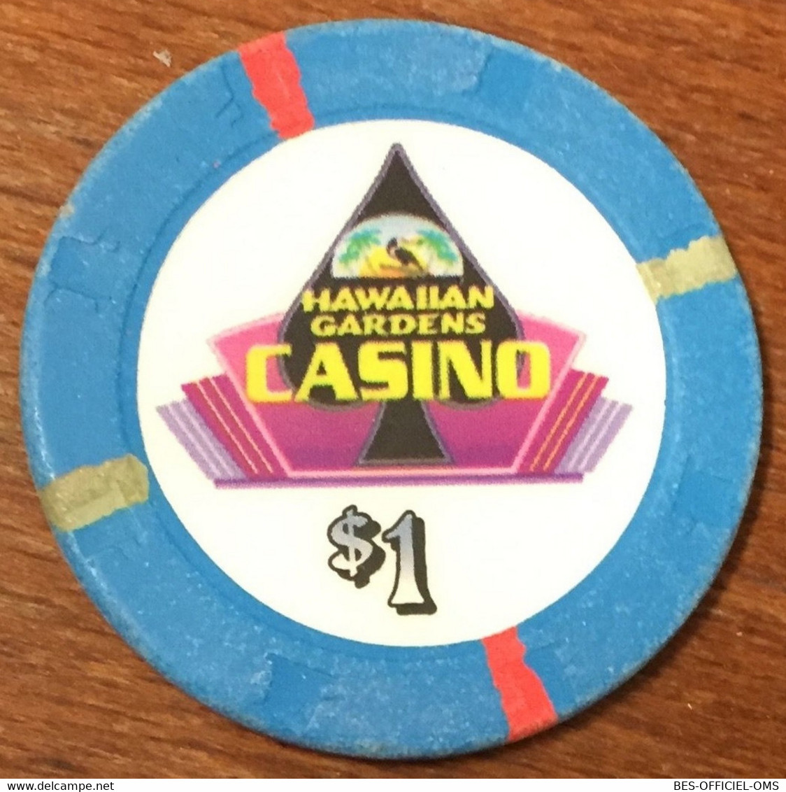 ÉTATS-UNIS USA CALIFORNIE HAWAIIAN GARDENS CASINO CHIP $ 1 JETON TOKENS COINS GAMING - Casino