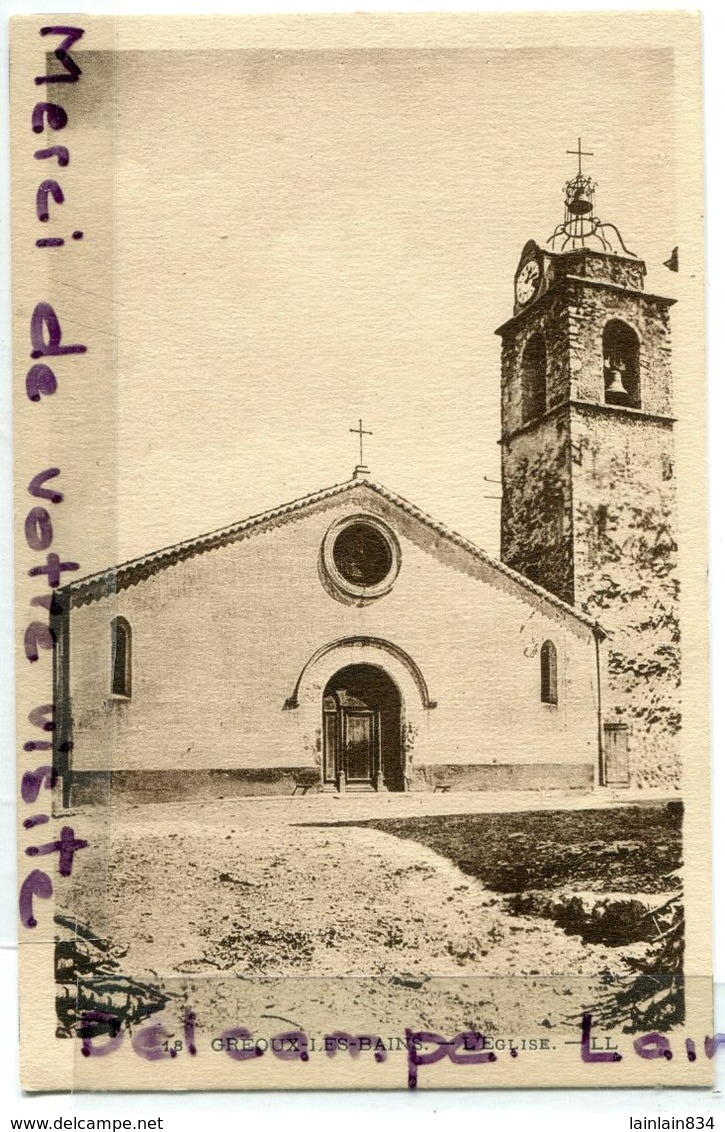 - 18 - GREOUX-LES-BAINS - L'Eglise, épaisse,  Splendide, épaisse, Cliché Peu Courante, Non écrite, TTBE, Scans. - Gréoux-les-Bains