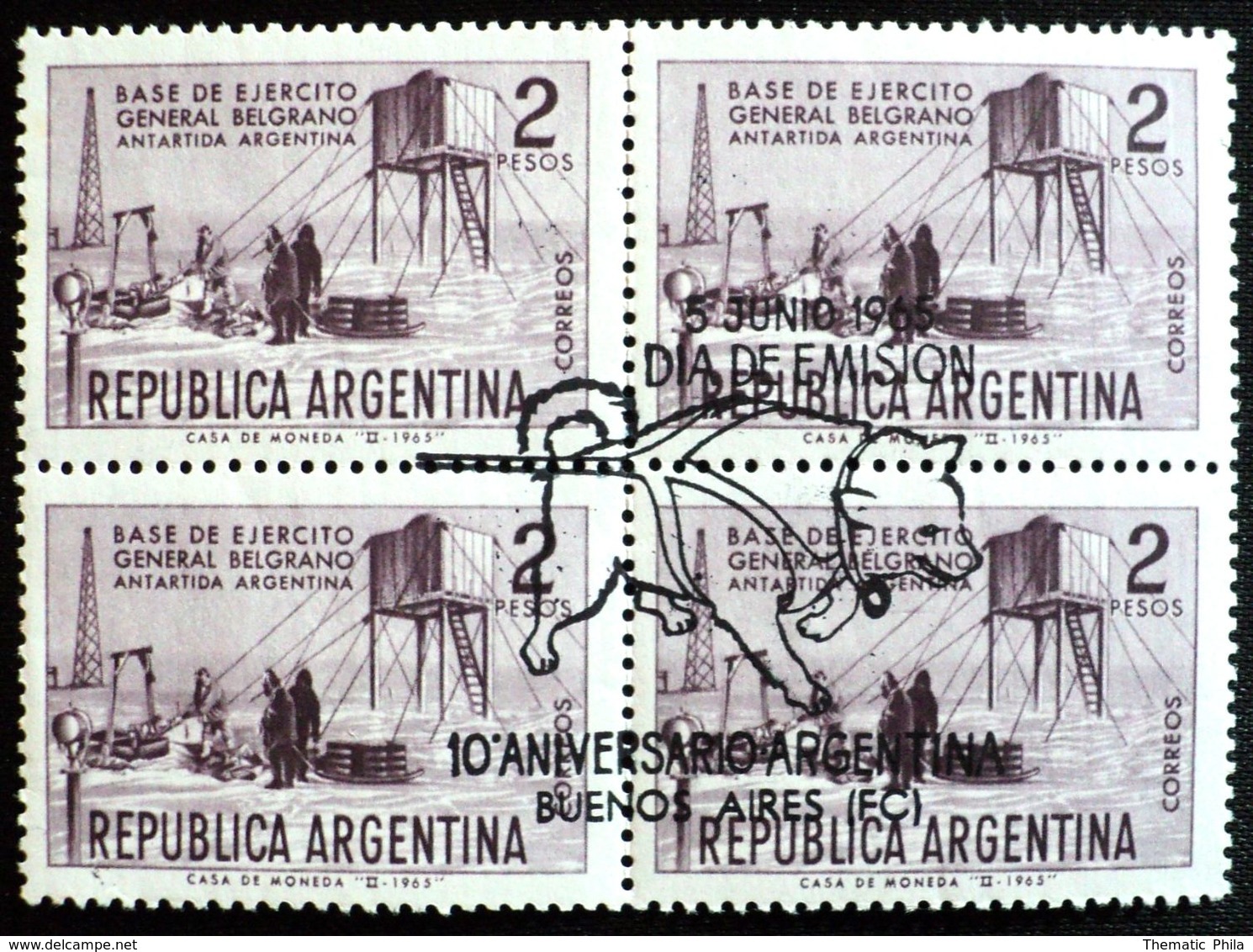 1965 Argentina MNH/CTO Postmark Dog Can Hund Chien-Antarctica Icebroker Schiff Ship Navire Penguin Pinguino Faune - Sonstige & Ohne Zuordnung