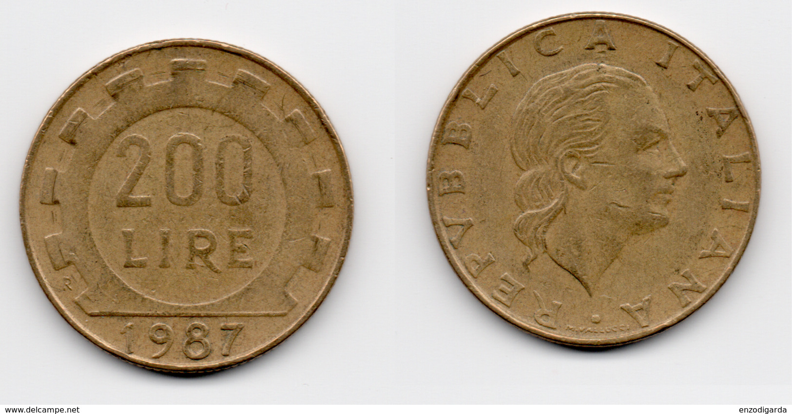 200 Lire – Italie – 1987 – Aluminium Bronze – Etat TTB – KM 105 - 200 Lire