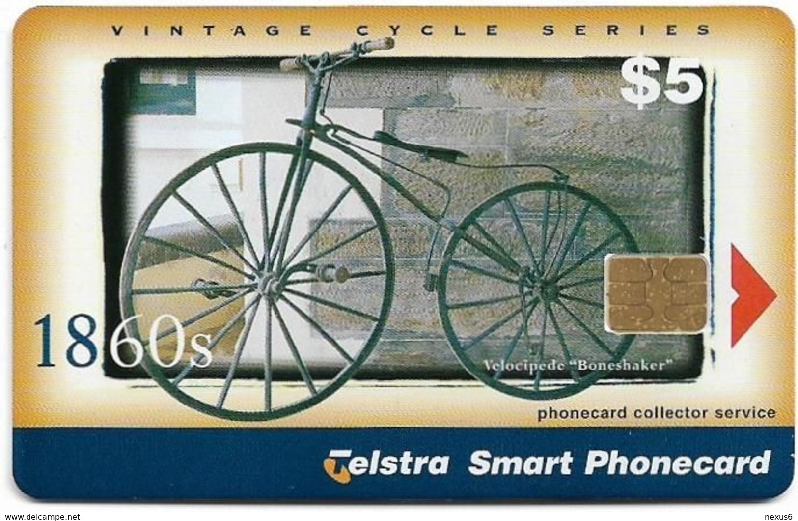 Australia - Telstra (Chip) - P Series 1999 Vintage Bicycles - Velocipede, Exp. 04.2001, 5$, 800ex, Used - Australia