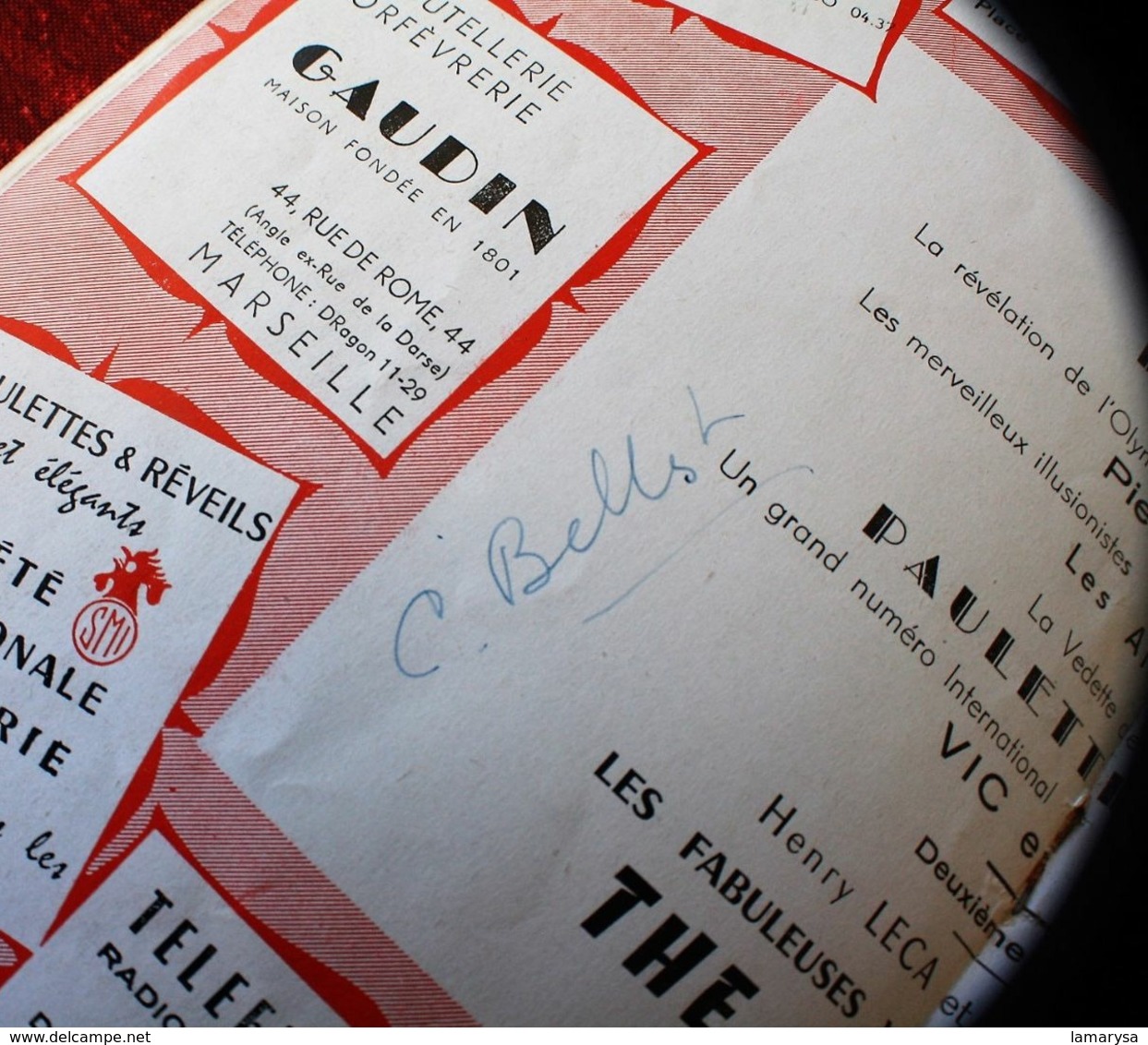 FABULEUX" THE PLATTERS " 2+1 VÉRITABLES AUTOGRAPHE DÉDICACE-OPÉRA MARSEILLE 1957-PIERRE PERRET-PAULETTE ROLLIN- - Programme