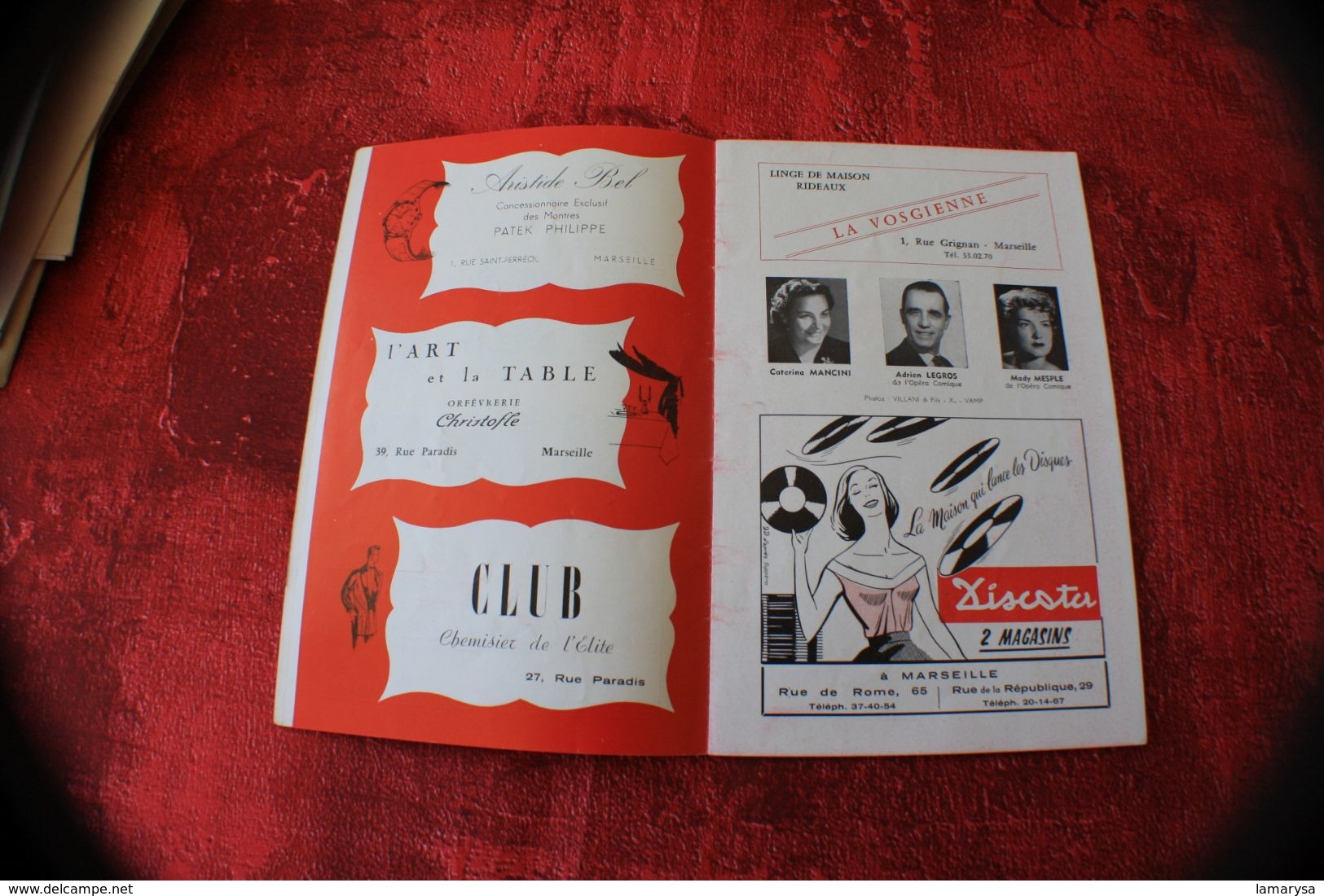 FABULEUX" THE PLATTERS " 2+1 VÉRITABLES AUTOGRAPHE DÉDICACE-OPÉRA MARSEILLE 1957-PIERRE PERRET-PAULETTE ROLLIN-