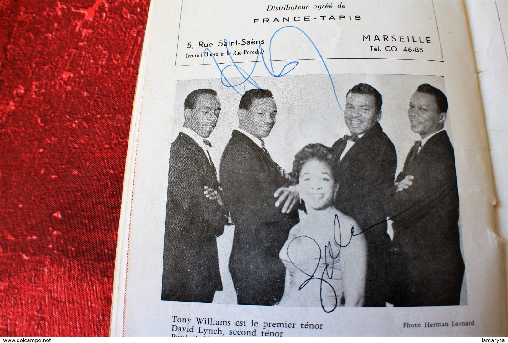 FABULEUX" THE PLATTERS " 2+1 VÉRITABLES AUTOGRAPHE DÉDICACE-OPÉRA MARSEILLE 1957-PIERRE PERRET-PAULETTE ROLLIN-