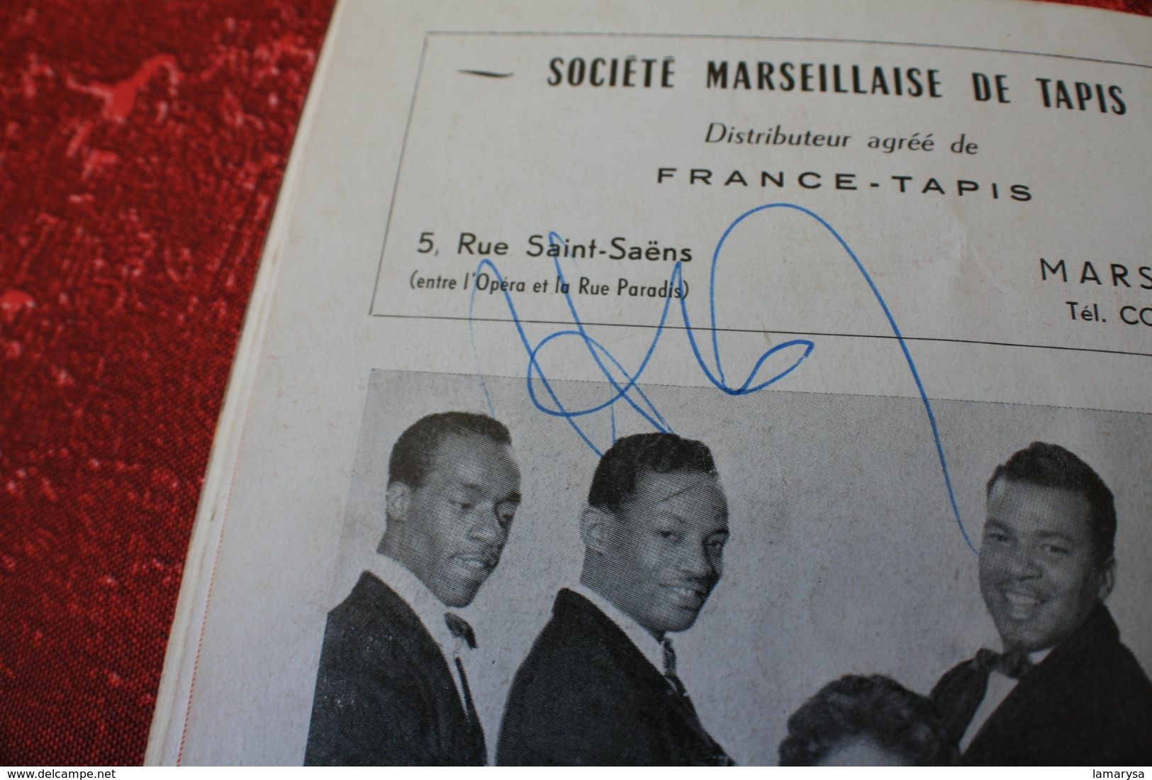 FABULEUX" THE PLATTERS " 2+1 VÉRITABLES AUTOGRAPHE DÉDICACE-OPÉRA MARSEILLE 1957-PIERRE PERRET-PAULETTE ROLLIN-