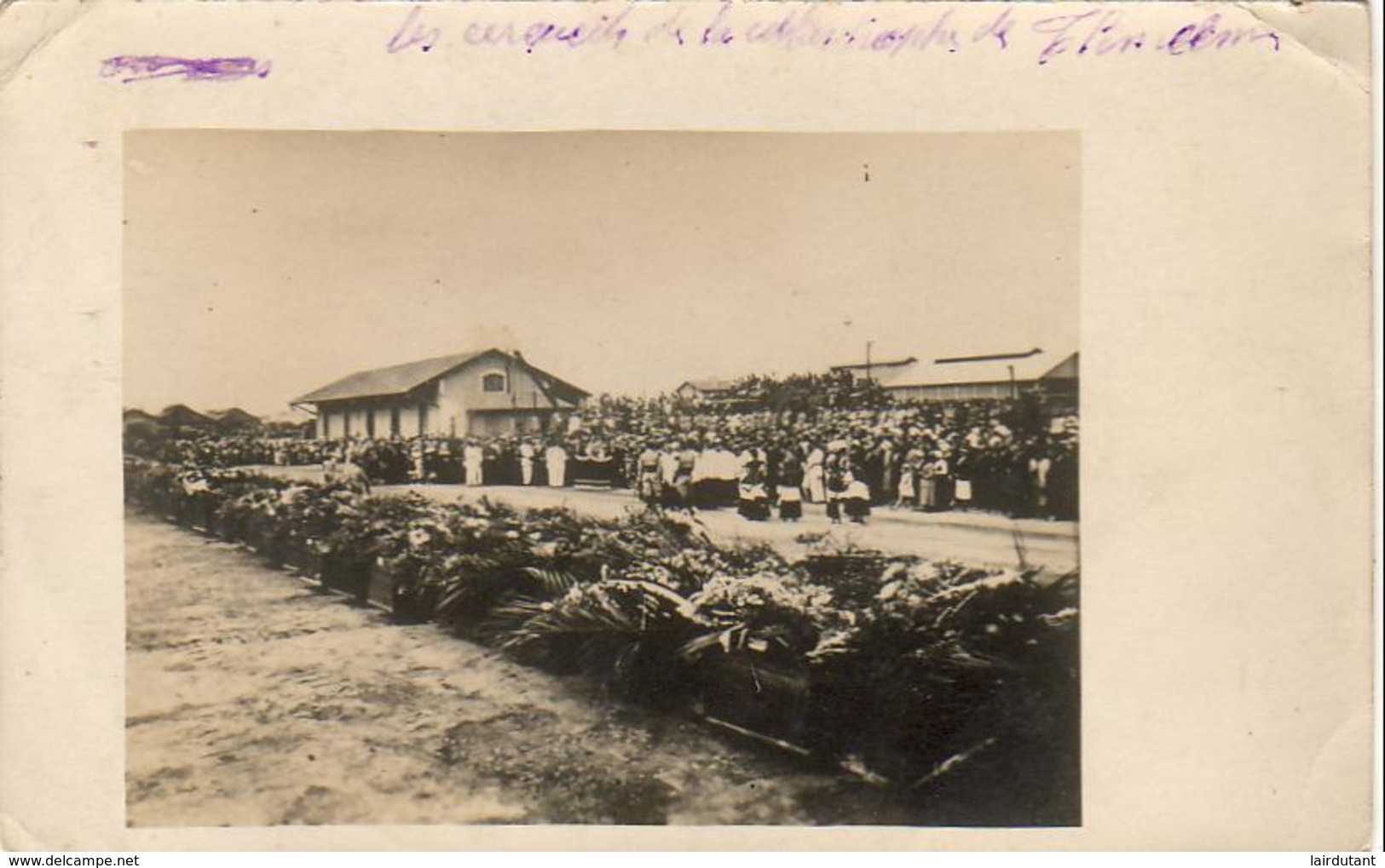 ALGÉRIE  TLEMCEN  RARE CARTE PHOTO Les Cercueils De La Catastrophe De Tlemcen .............. Rare - Tlemcen