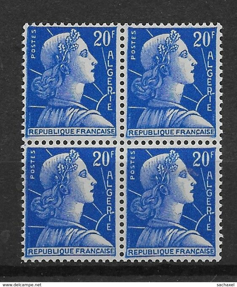 1957  Algérie N° 349   (bloc De 4)  Nf** MNH . Marianne De Muller - Unused Stamps