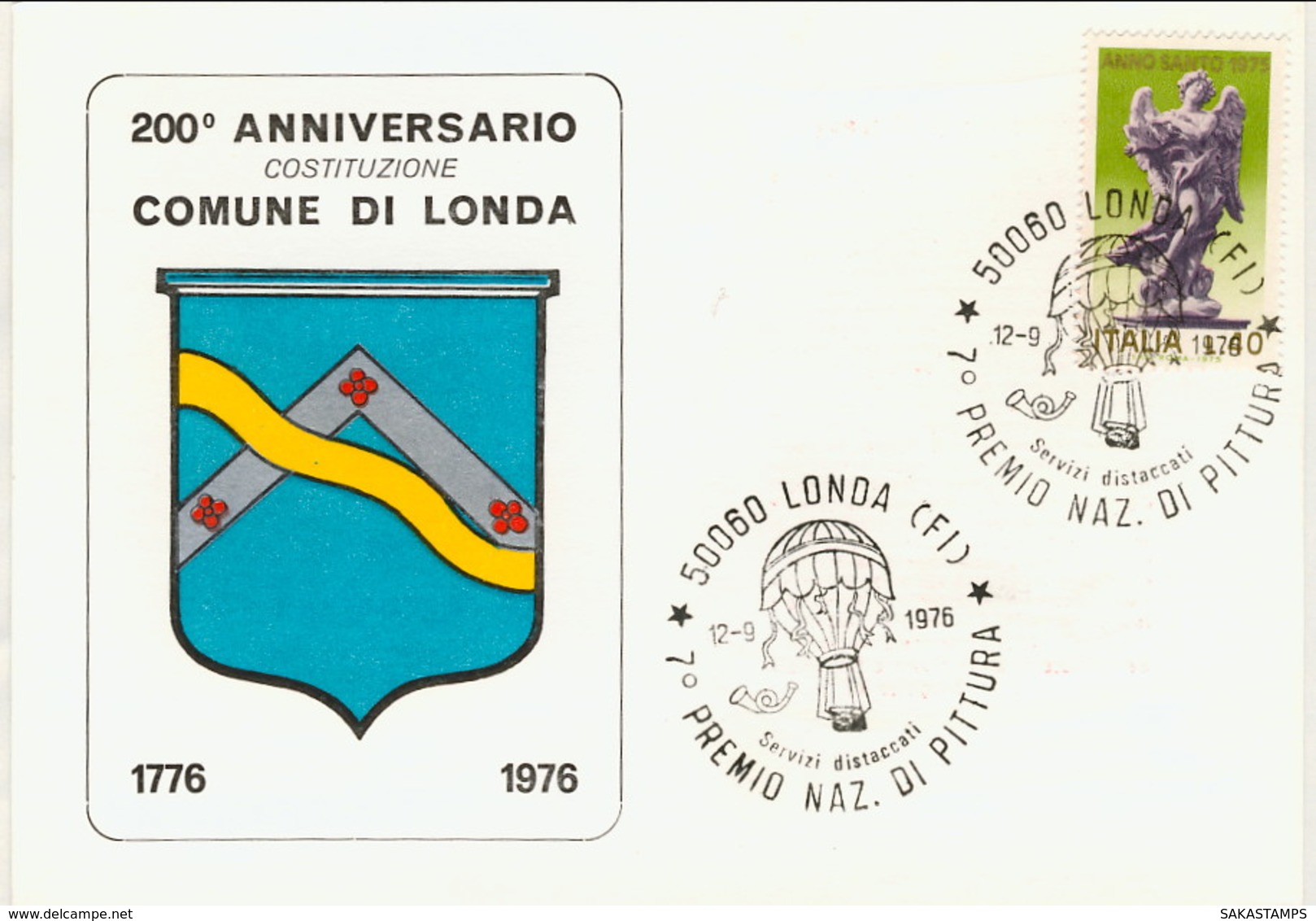1976-Montagna Fiorentina Cartolina Illustrata 200 Anniversario Costituzione Comune Di Londa Cachet 7� Premio Nazionale D - Firenze