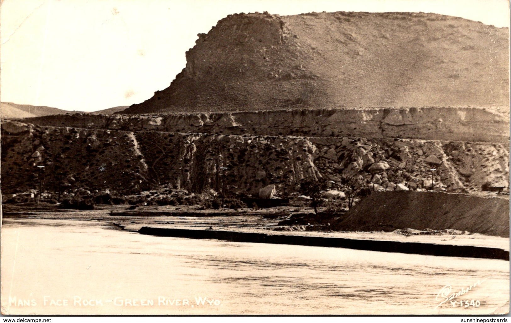 Wyoming Green River Man's Face Rock Real Photo - Green River