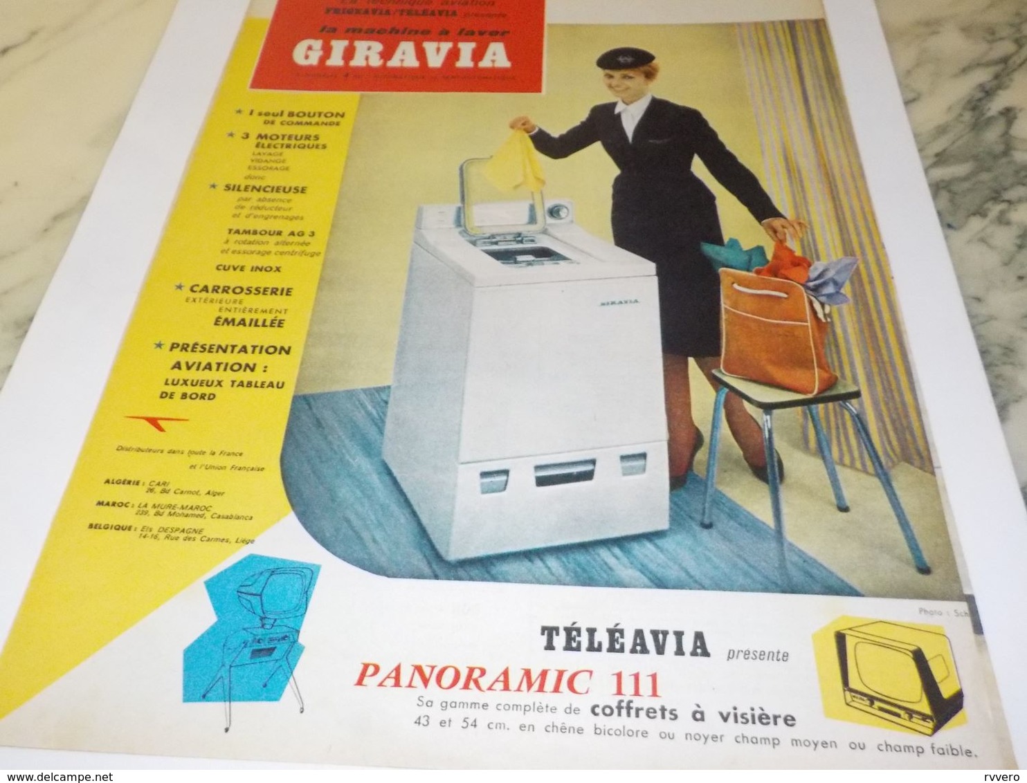 ANCIENNE   PUBLICITE MACHINE A LAVE GIRAVIA TECHNIQUE AVIATION 1959 - Otros Aparatos