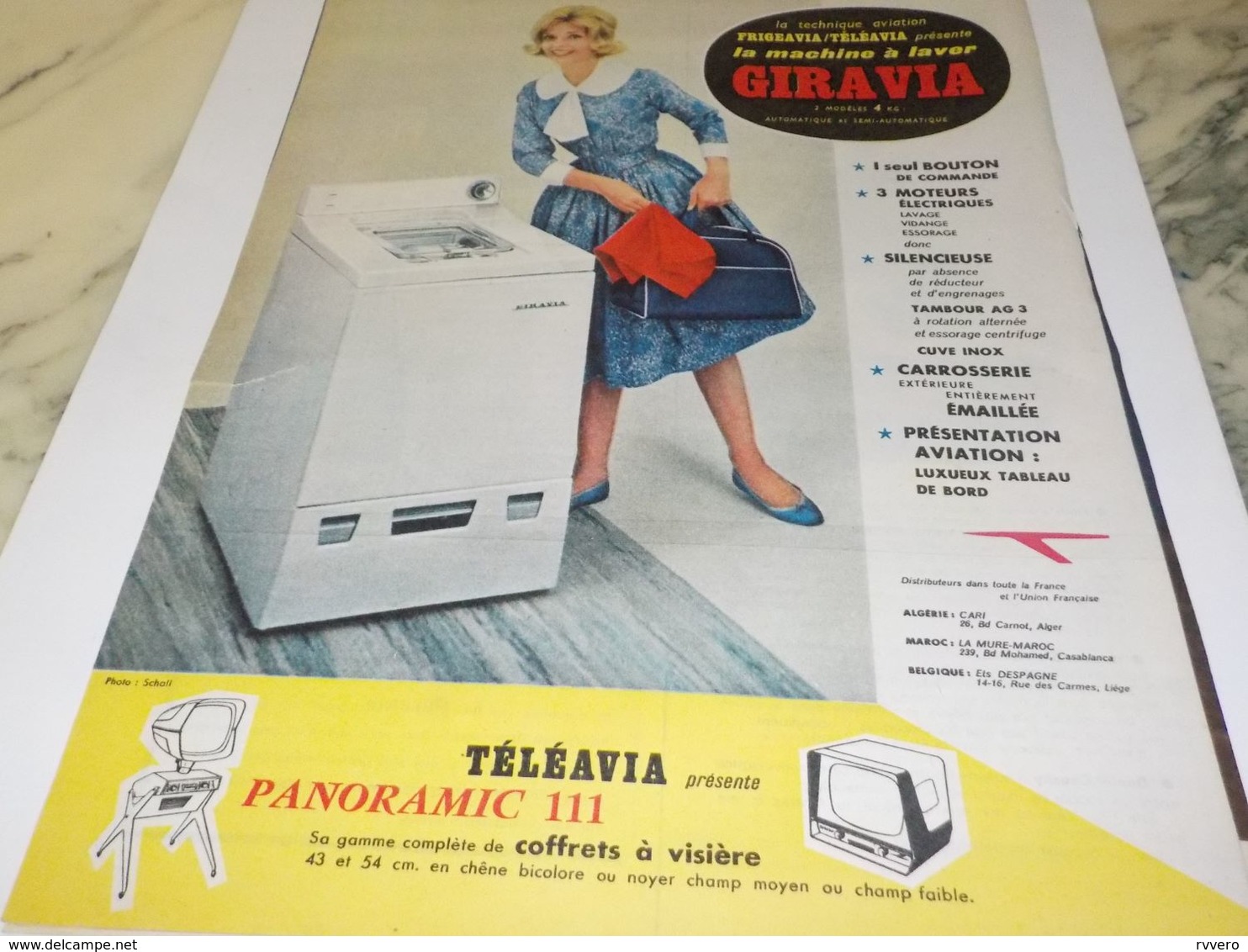 ANCIENNE   PUBLICITE MACHINE A LAVE GIRAVIA TECHNIQUE AVIATION 1959 - Altri Apparecchi