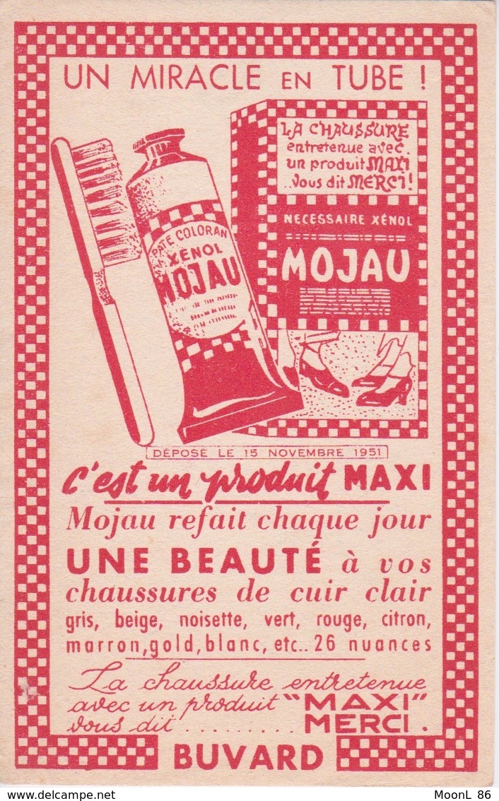 BUVARD - PATE COLORAN XENOL MOJAU POUR CHAUSSURES DE CUIR CLAIR  1951 - Zapatos