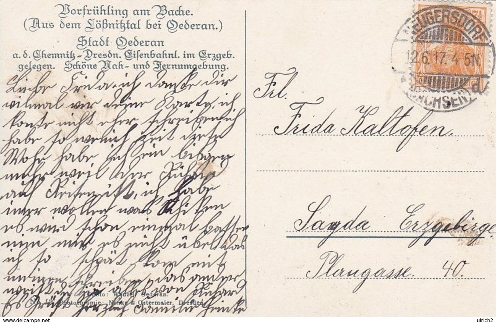AK Aus Dem Lößnitztal Bei Oederan - Vorfrühling Am Bache - 1917 (51559) - Oederan