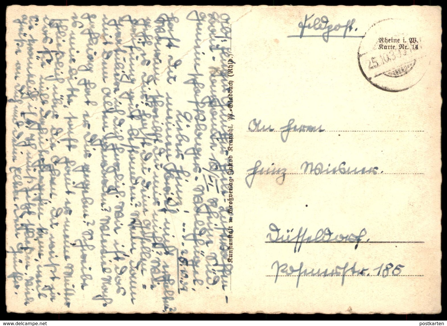 ALTE POSTKARTE GRUSS AUS RHEINE FELDPOST 1939 EHRENMAL KAFFEE GESCHÄFT FENGEN... Ansichtskarte AK Cpa Postcard - Rheine