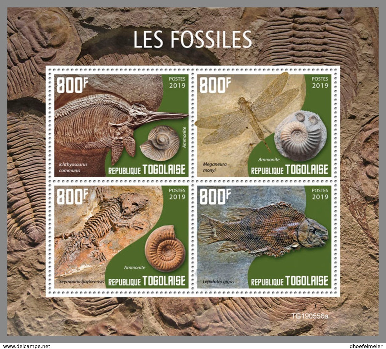 TOGO 2019 MNH Fossils Fossilien Fossiles M/S - OFFICIAL ISSUE - DH2003 - Fossils