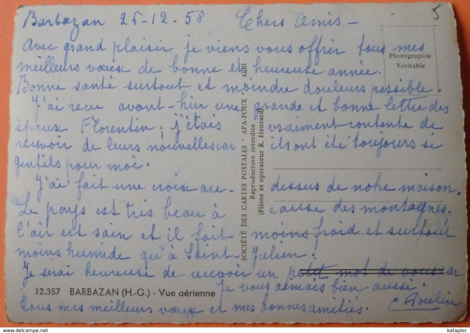 CARTE BARBAZAN - 31 - VUE AERIENNE - 1958 - SCAN RECTO/VERSO - 3 - Barbazan