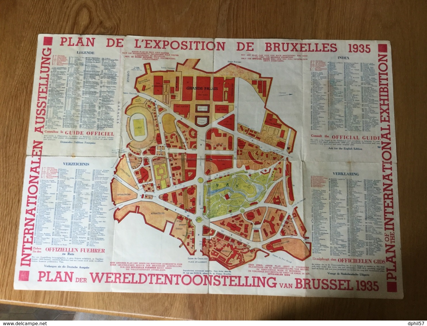 Expo Internationale De Bruxelles En 1935 : Plan De L’exposition - Non Classés