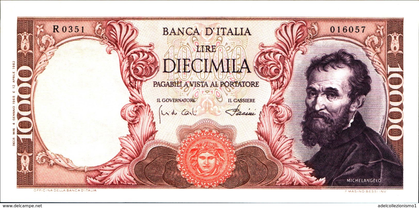 19972) BANCONOTA 10000 LIRE MICHELANGELO 4-1-1968 -vedi Foto - 50000 Lire