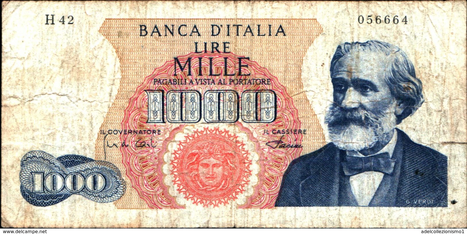 19981) BANCONOTA 1000 LIRE G. VERDI 4-1-1968 -vedi Foto - 50000 Lire