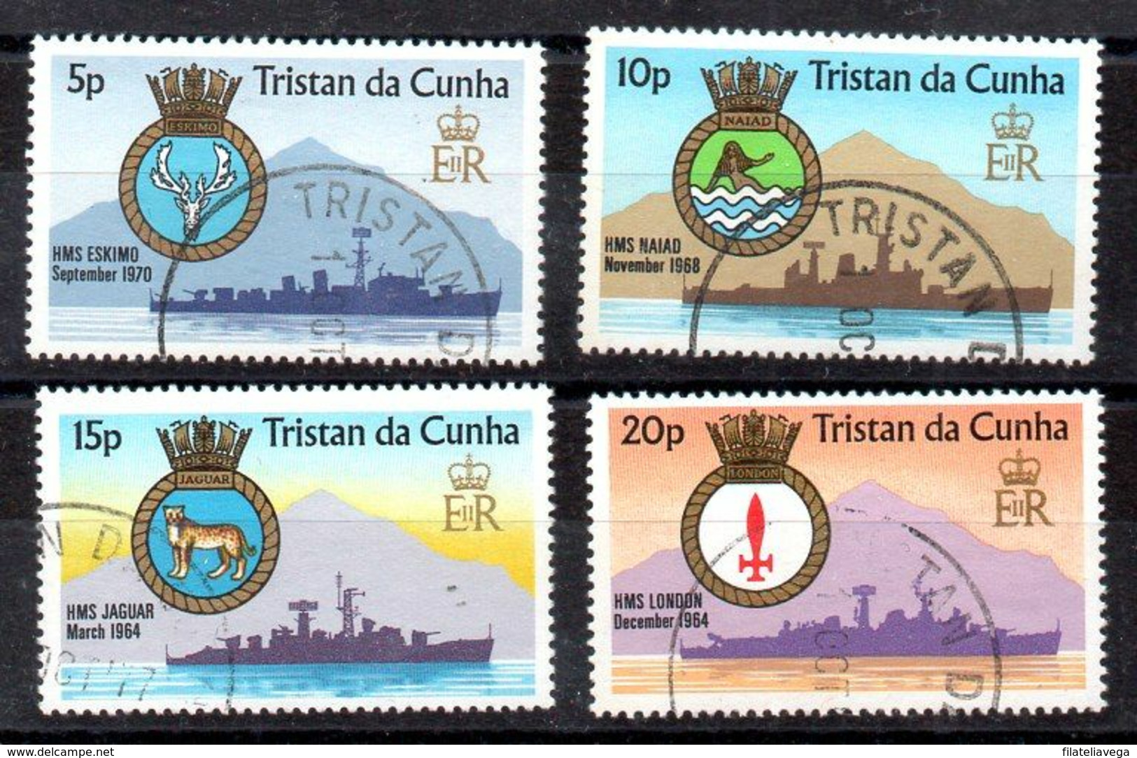 Tristan De Cuhna Serie Nº Yvert  215/18 O BARCOS (SHIPS) - Tristan Da Cunha