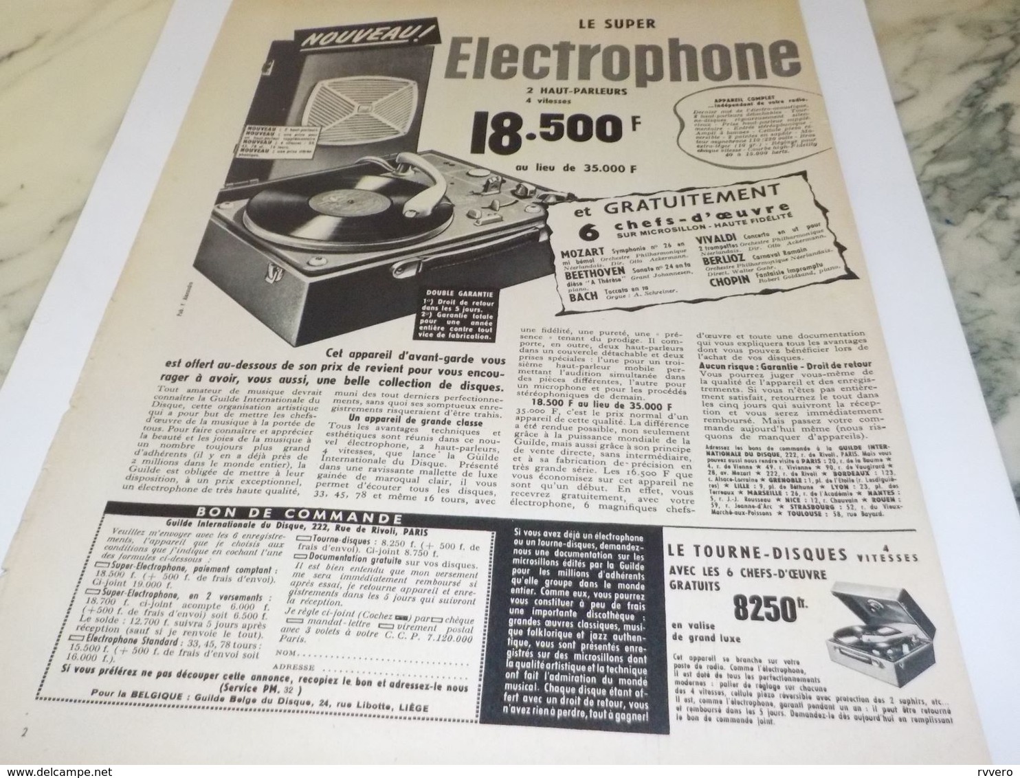ANCIENNE PUBLICITE LE SUPER ELECTROPHONE  1958 - Otros Aparatos