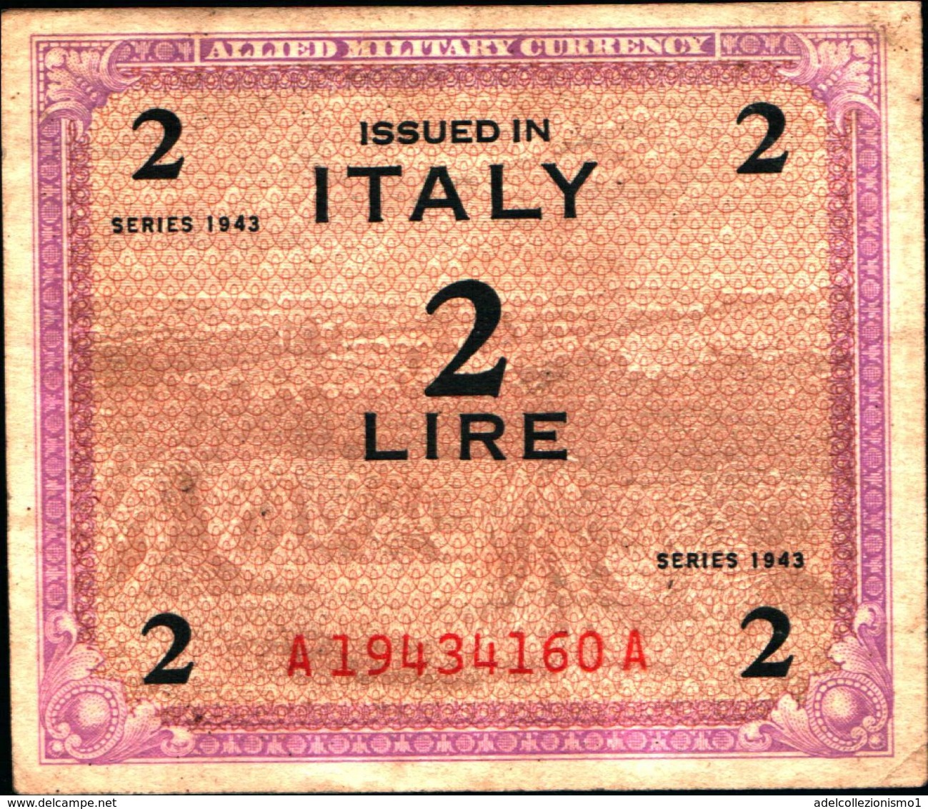 19896) BANCONOTA Da 2 LIRE AM OCCUPAZIONE AMERICANA ITALIA MONOLINGUA FLC 1943  -banconota Non Trattata.vedi Foto - [ 4] Emissions Provisionelles