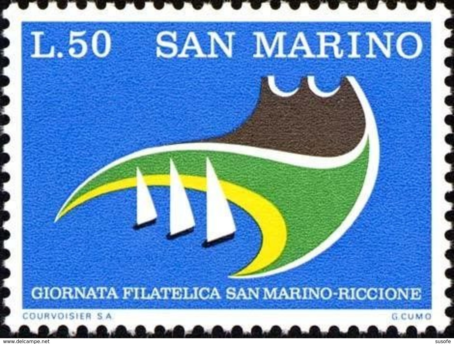 San Marino 1974 Scott 842 Sello ** Jornadas Filatelicas San Marino-Riccione Yachts Michel 1069 Yvert 875 Stamps Timbre - Ungebraucht
