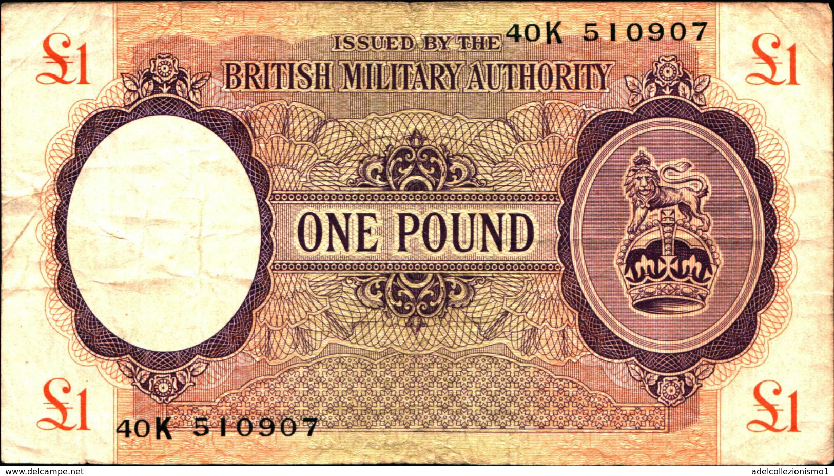 20003) BANCONOTA DELLA  BRITISH MILITARY AUTORITY " ONE POUND "   -banconota Non Trattata.vedi Foto - Occupation Alliés Seconde Guerre Mondiale