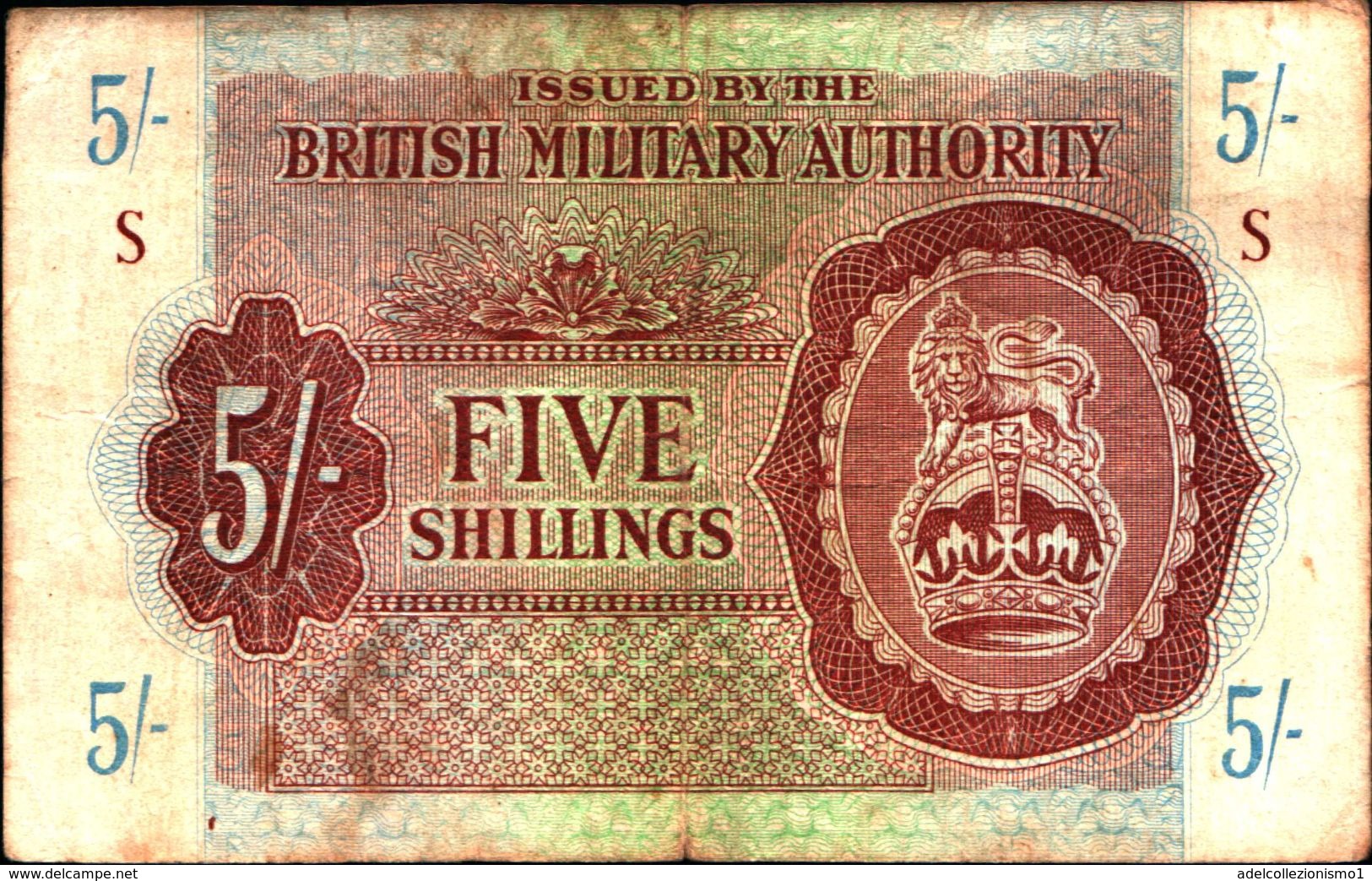 20007) BANCONOTA DELLA  BRITISH MILITARY AUTORITY " FIVE SHILLINGS"   -banconota Non Trattata.vedi Foto - Ocupación Aliados Segunda Guerra Mundial