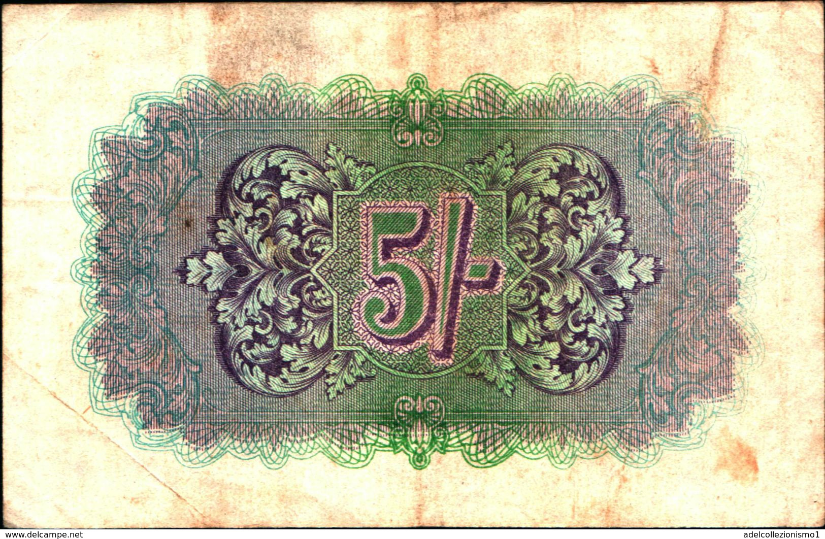 20008) BANCONOTA DELLA  BRITISH MILITARY AUTORITY " FIVE SHILLINGS"   -banconota Non Trattata.vedi Foto - Occupation Alliés Seconde Guerre Mondiale