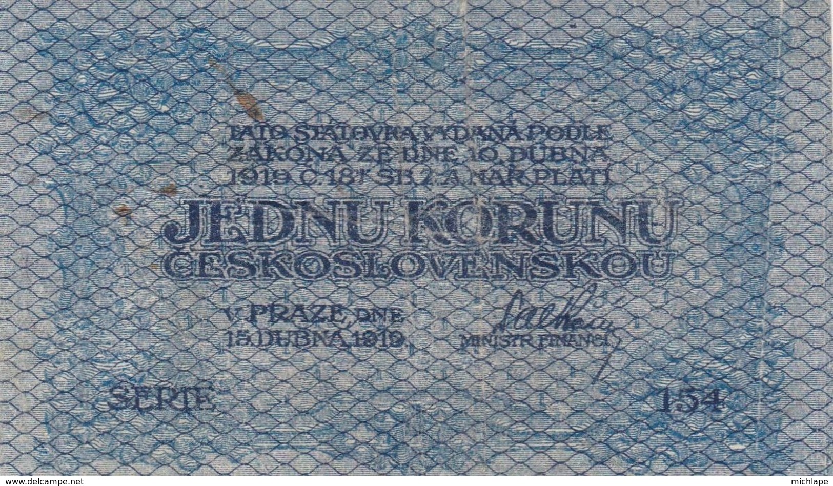 Billet  -  Tchécoslovaquie -  1 Koruna 1919 - Czechoslovakia