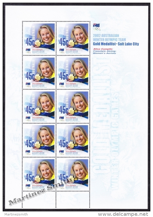 Australie - Australia 2002 Yvert 2019, Salt Lake City Olympics, Medallist Alisa Camplin - Sheetlet - MNH - Fogli Completi