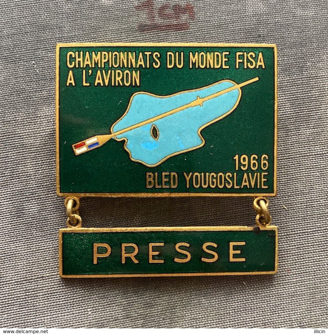 Badge Pin ZN009414 - Rowing Kayak Canoe Yugoslavia Slovenia Bled World Championship 1966 PRESSE - Remo