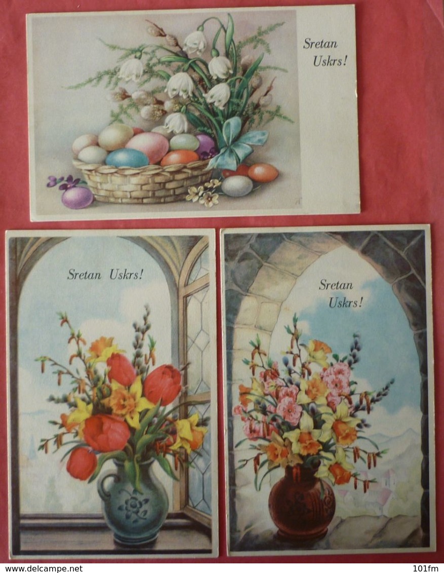 EASTER LOT OF 5 UNUSED POSTCARDS - SRETAN USKRS - Easter