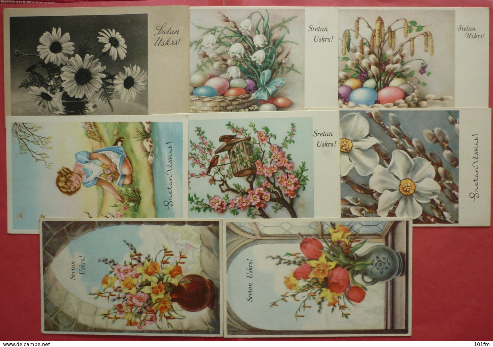 EASTER LOT OF 9 UNUSED POSTCARDS - SRETAN USKRS - Easter