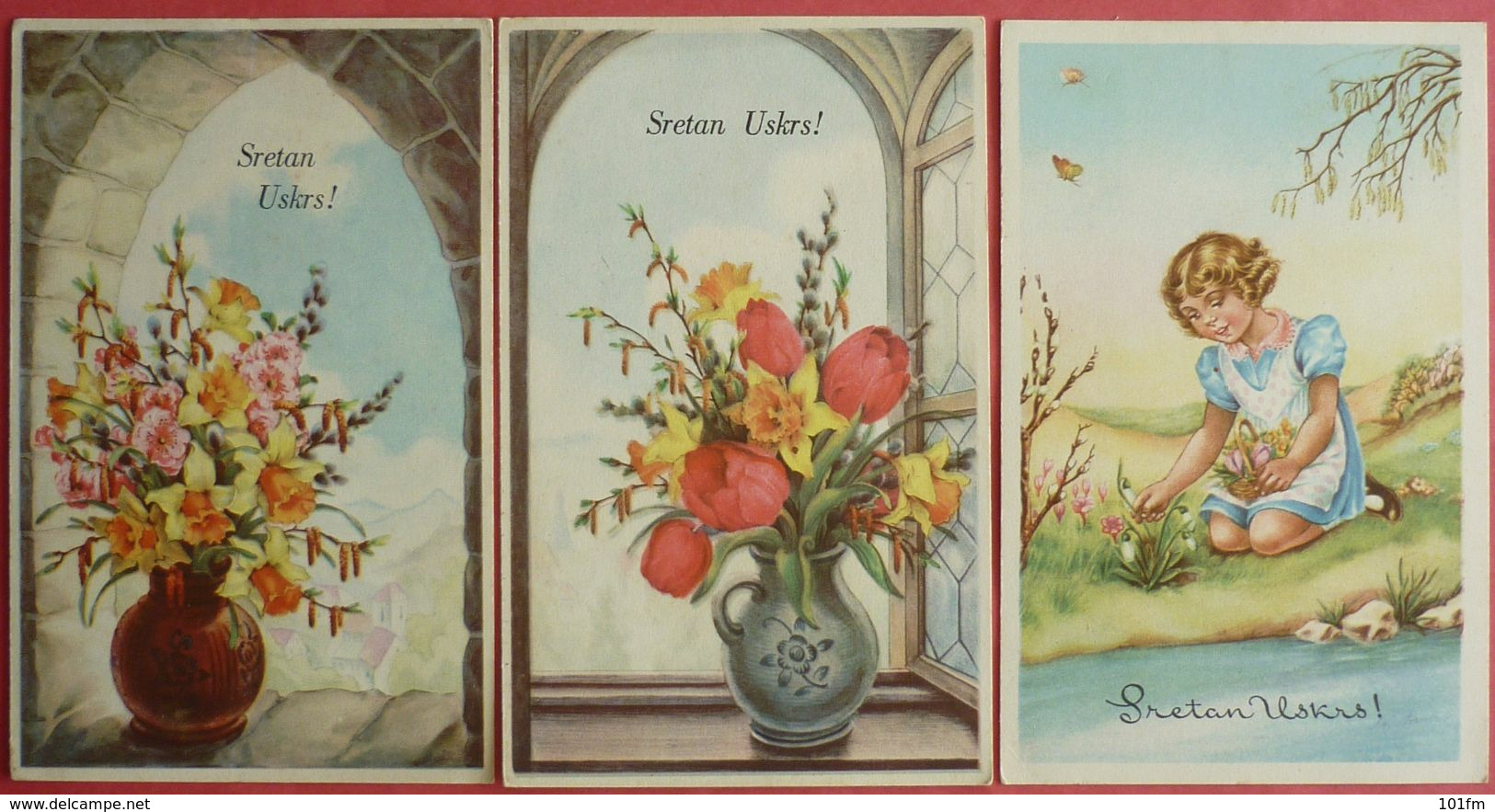 EASTER LOT OF 9 UNUSED POSTCARDS - SRETAN USKRS - Easter