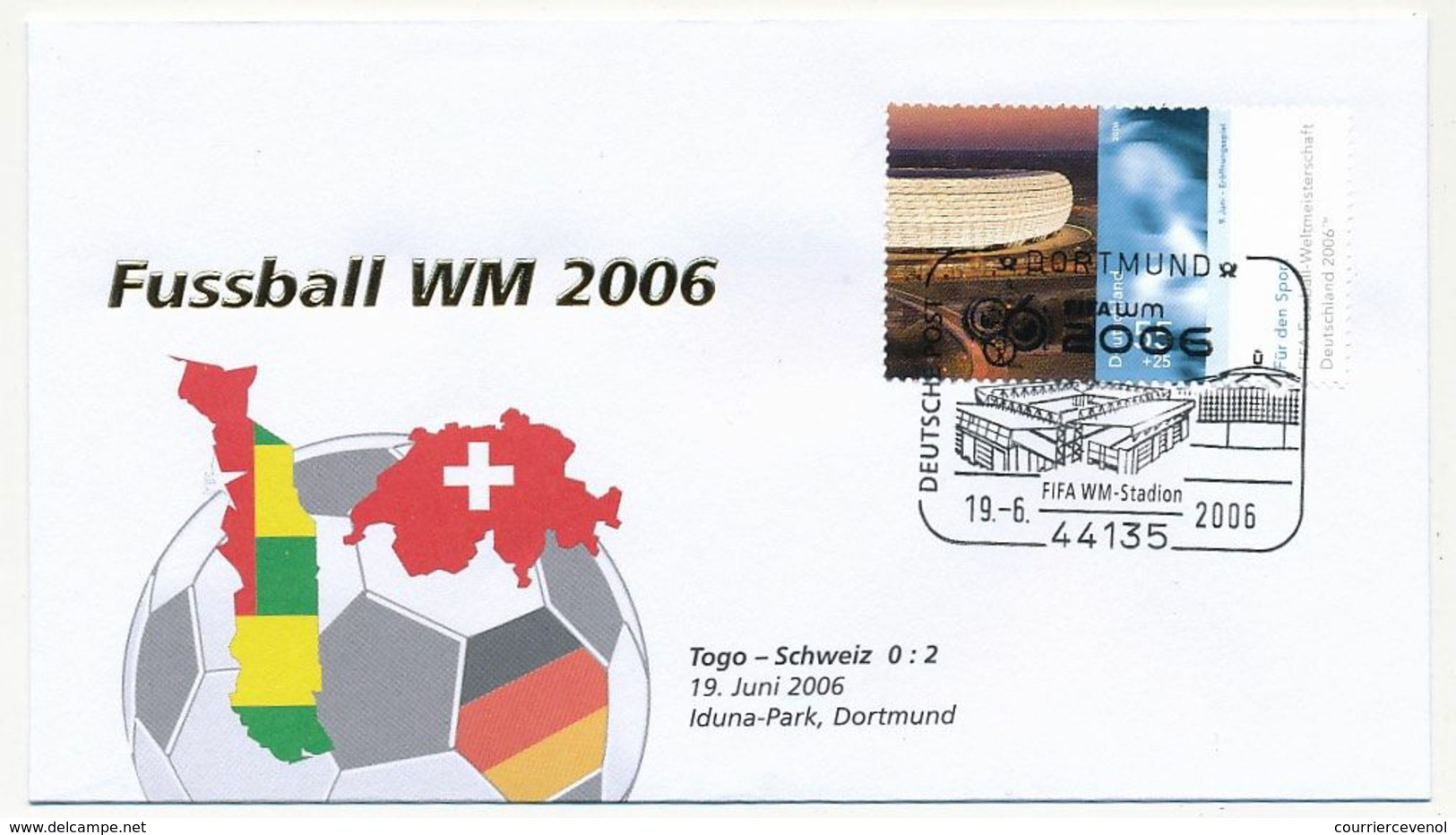 ALLEMAGNE - Enveloppe Commémo WM 2006 - TOGO - SUISSE - Dortmund - 19 Juin 2006 - 2006 – Germany