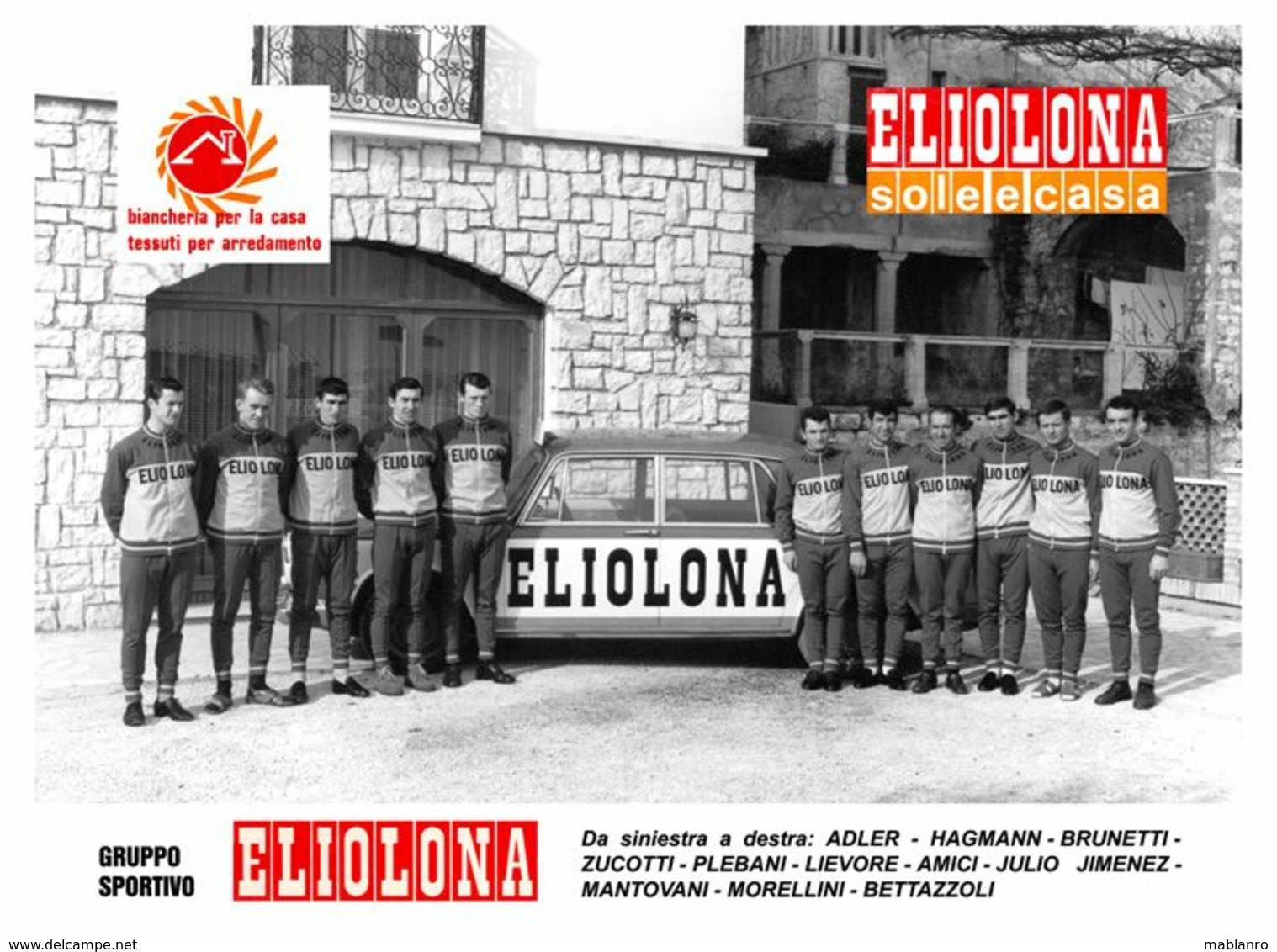 PHOTO RIGIDE, GRAND CALITE, TEAM ELIOLONA 1969 18 X 24 - Cyclisme