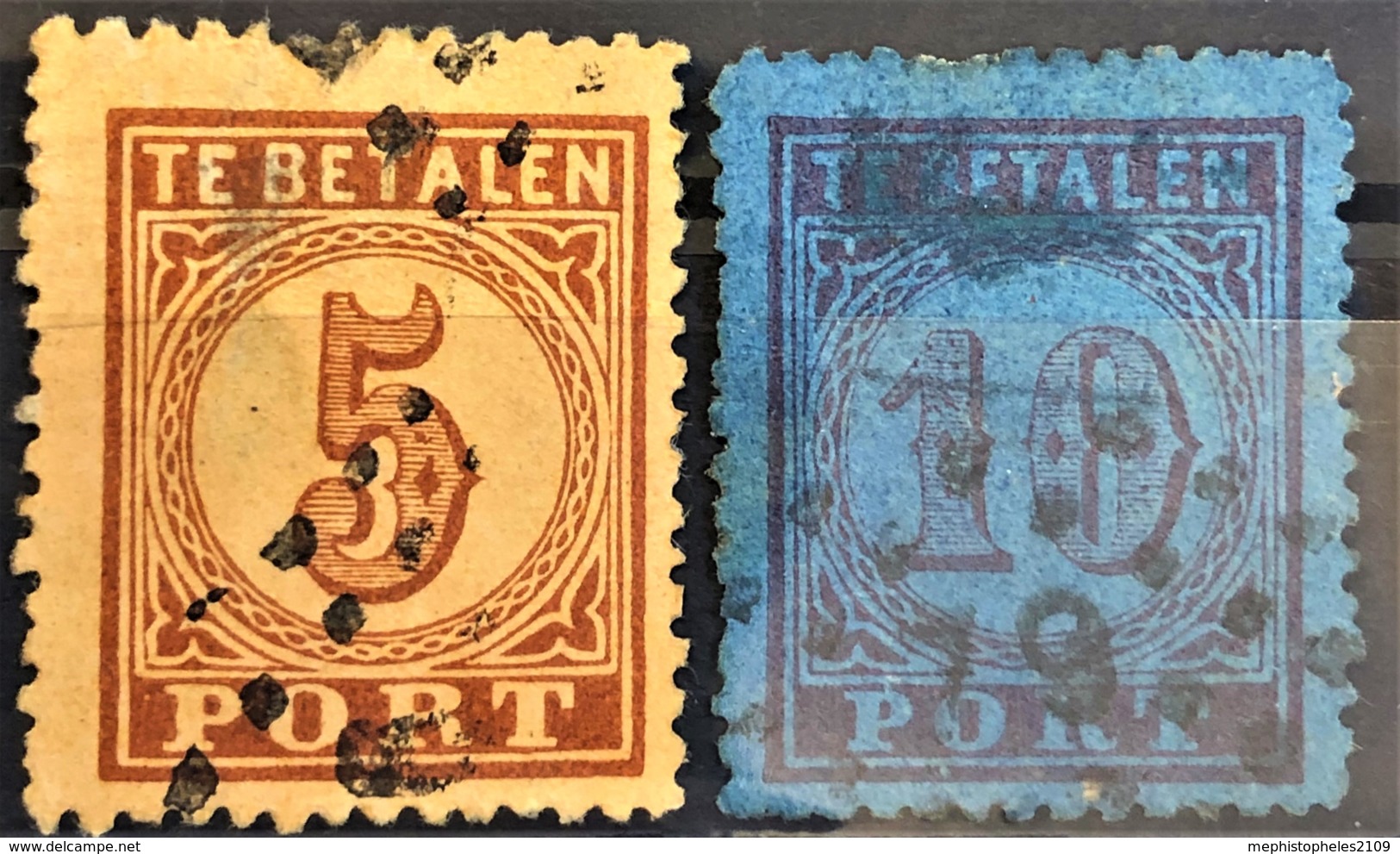 NETHERLANDS 1870 - Canceled - Sc# J1, J2 - Postage Due 5 10 - Taxe